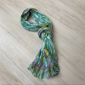 | Sheer Blue Floral Scarf